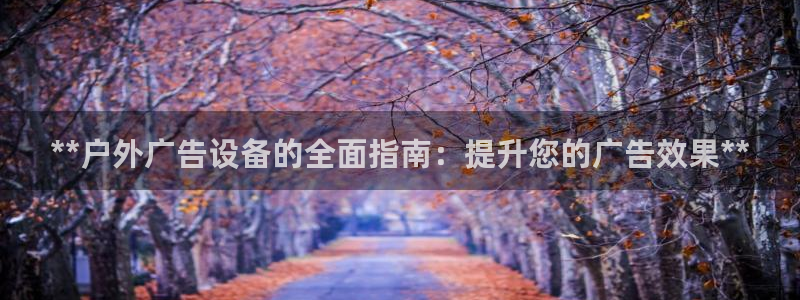 杏宇平台注册地址在哪里：**户外广告设备的全面指南：提升您的广告效果**